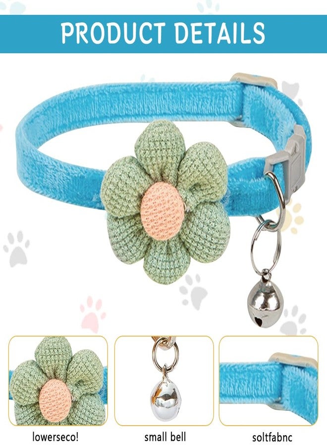 Qpets® 4Pcs Cat Collar Pet Collar Cute Flower with Bell, Adjustable Quick Release Cat Gift - Image 4